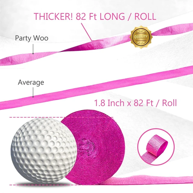 Alt view image 6 of 6 - PartyWoo Hot Pink Crepe Paper Streamers 4-Pack 328ft