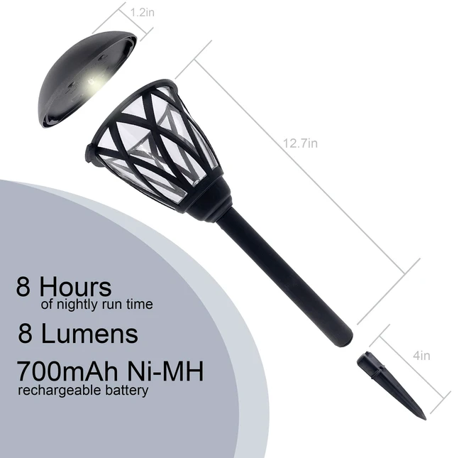 Alt view image 4 of 6 - Mainstays Solar Powered LED Walkway Light, Black Lattice, Glass Lens, 8 Lumens, 1 Light