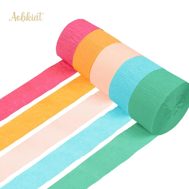 Alt view image 2 of 6 - AOBKIAT 5 Rolls Rainbow Streamers Crepe Paper, Candyland Party Decorations