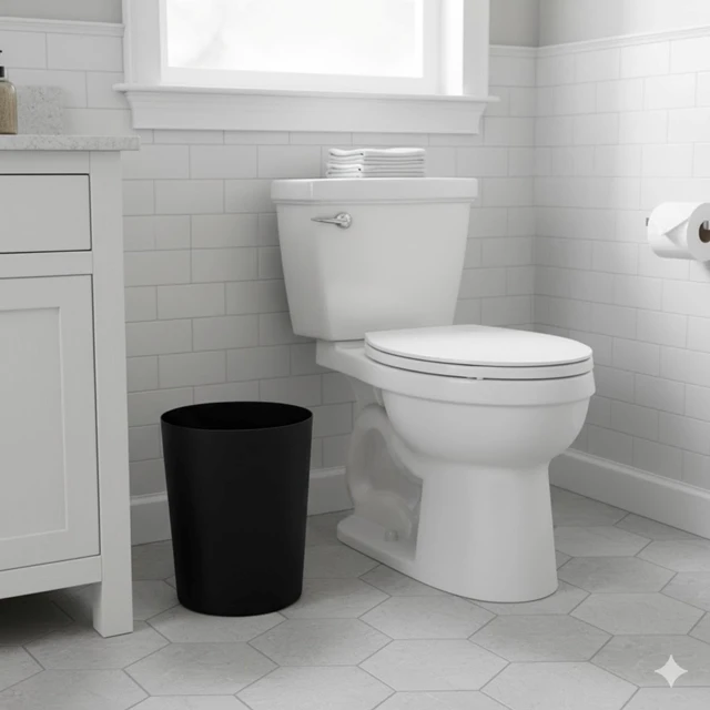Alt view image 4 of 6 - Mainstays 5 Gallon Plastic Wastebasket Open Top Matte Black