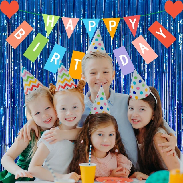 Alt view image 2 of 7 - 2 Pack Blue Ocean Party Decorations - Tinsel Foil Fringe Curtains, Blue Streamers, Photo Booth Props for Birthday Celebration