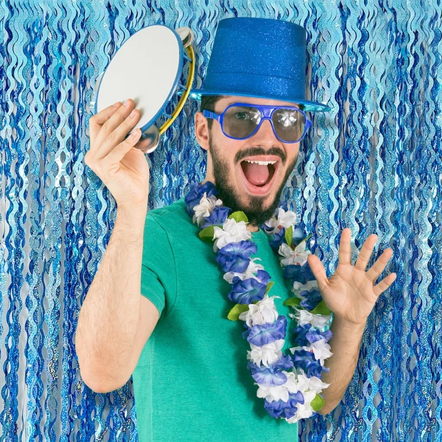 Alt view image 3 of 7 - Metallic Wavy Foil Fringe Curtains Backdrop for Party Decorations Photo Booth Props Birthday Graduation Wedding