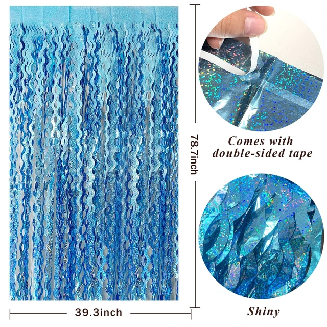 Alt view image 4 of 7 - Metallic Wavy Foil Fringe Curtains Backdrop for Party Decorations Photo Booth Props Birthday Graduation Wedding