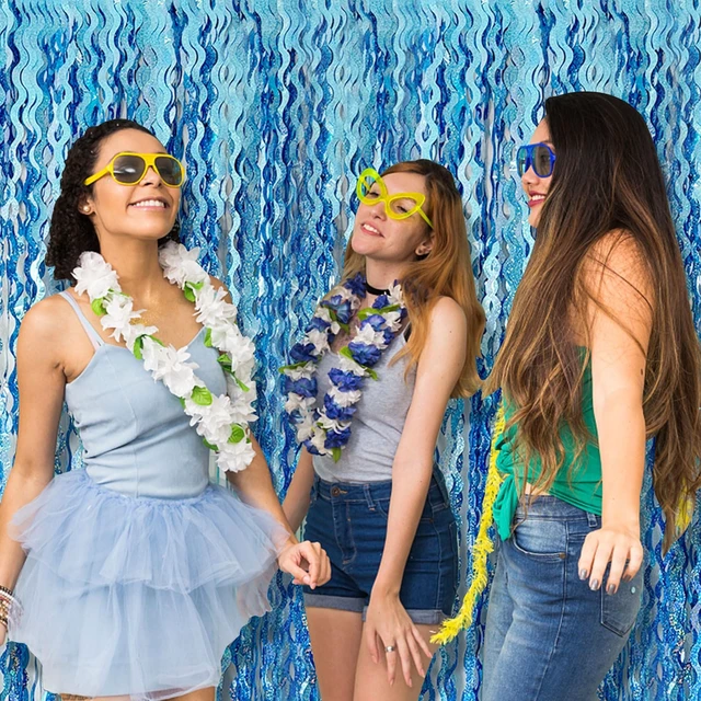Alt view image 2 of 7 - Metallic Wavy Foil Fringe Curtains Backdrop for Party Decorations Photo Booth Props Birthday Graduation Wedding