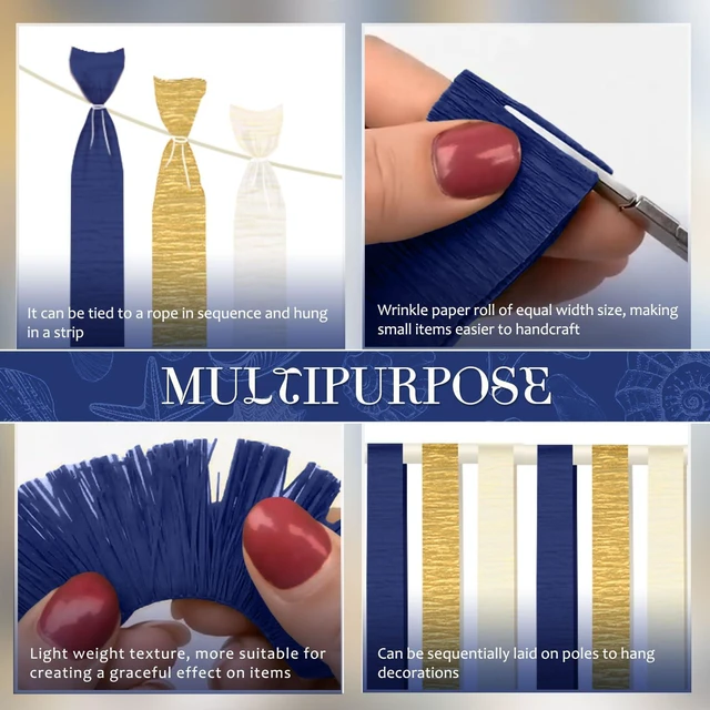Alt view image 3 of 6 - NICROLANDEE Navy Blue 6 Rolls Crepe Paper Streamers Party Decorations