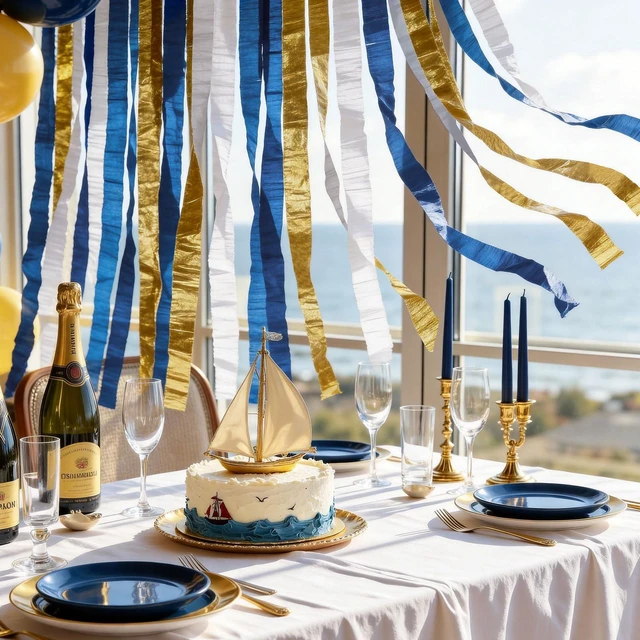 Alt view image 2 of 6 - NICROLANDEE Navy Blue 6 Rolls Crepe Paper Streamers Party Decorations