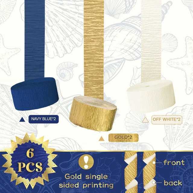 Alt view image 6 of 6 - NICROLANDEE Navy Blue 6 Rolls Crepe Paper Streamers Party Decorations