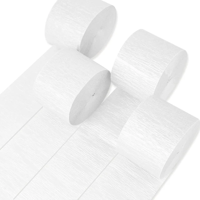 Main image of PartyWoo White Crepe Paper Streamers 4pcs 328FT Pearl White