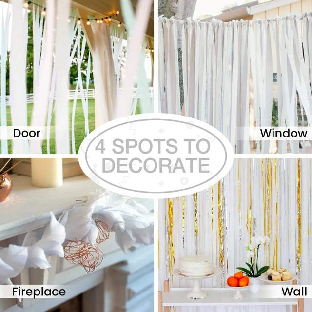 Alt view image 2 of 6 - PartyWoo White Crepe Paper Streamers 4pcs 328FT Pearl White