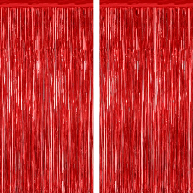 Main image of ZATAYE 2 Pack Red Foil Curtain Backdrop Birthday Party Decorations