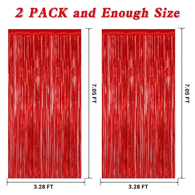 Alt view image 5 of 6 - ZATAYE 2 Pack Red Foil Curtain Backdrop Birthday Party Decorations