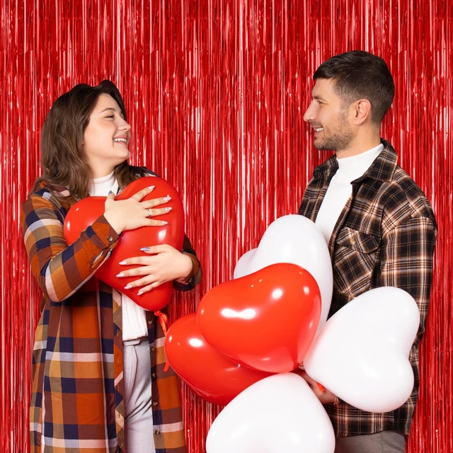 Alt view image 6 of 6 - ZATAYE 2 Pack Red Foil Curtain Backdrop Birthday Party Decorations