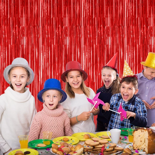 Alt view image 3 of 6 - ZATAYE 2 Pack Red Foil Curtain Backdrop Birthday Party Decorations
