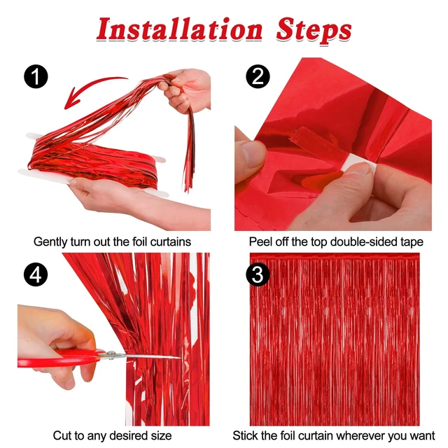 Alt view image 2 of 6 - ZATAYE 2 Pack Red Foil Curtain Backdrop Birthday Party Decorations