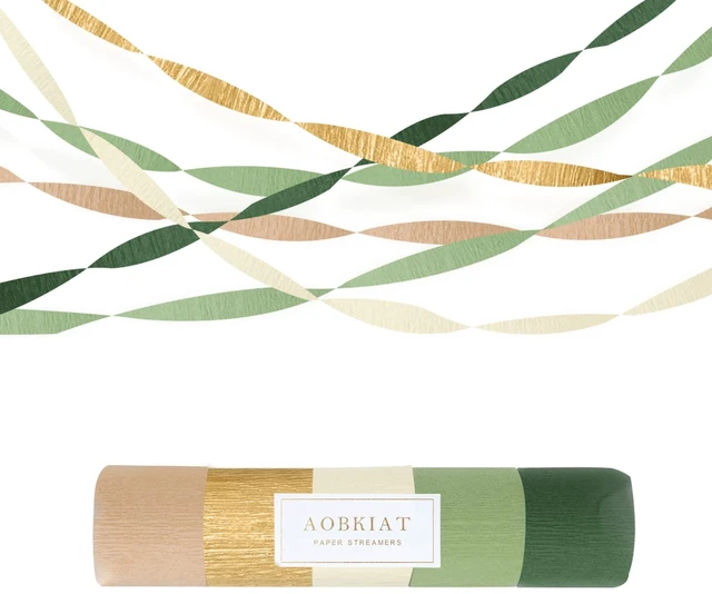 Main image of AOBKIAT 5 Rolls Olive Green Crepe Paper Wedding Streamers Party Decorations