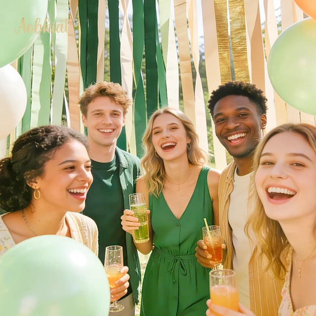 Alt view image 4 of 6 - AOBKIAT 5 Rolls Olive Green Crepe Paper Wedding Streamers Party Decorations