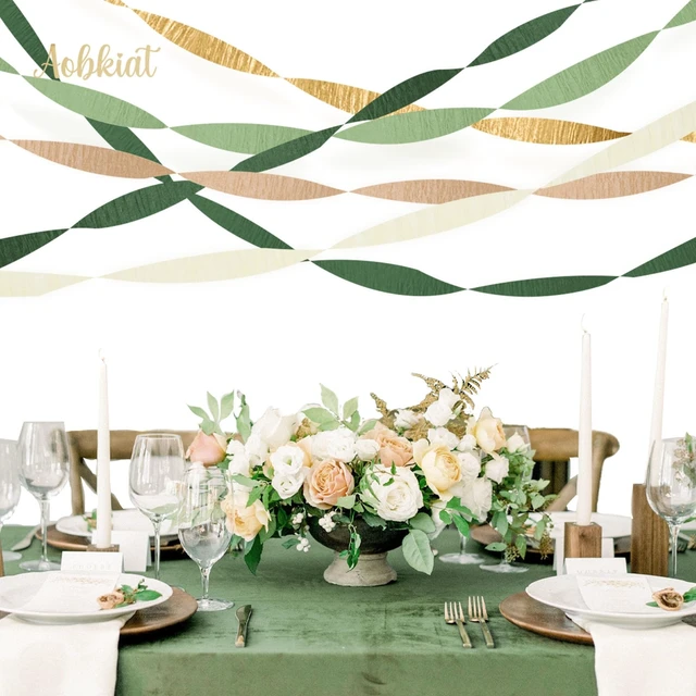 Alt view image 2 of 6 - AOBKIAT 5 Rolls Olive Green Crepe Paper Wedding Streamers Party Decorations