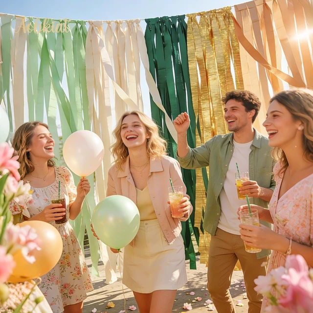 Alt view image 5 of 6 - AOBKIAT 5 Rolls Olive Green Crepe Paper Wedding Streamers Party Decorations