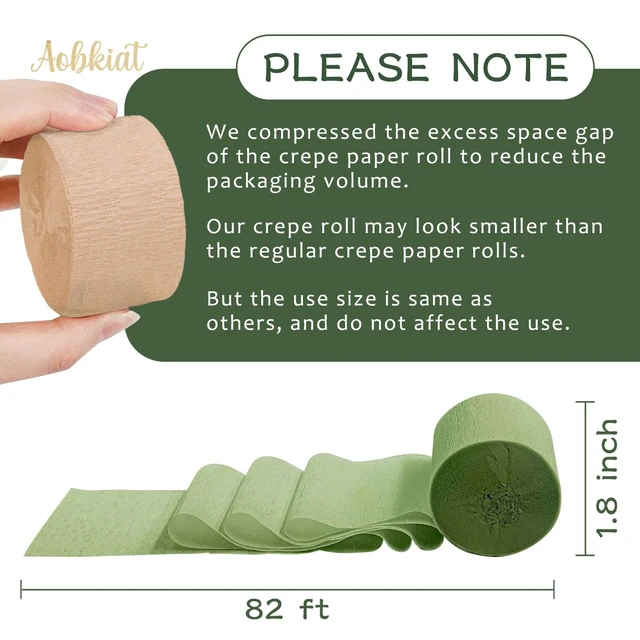 Alt view image 3 of 6 - AOBKIAT 5 Rolls Olive Green Crepe Paper Wedding Streamers Party Decorations
