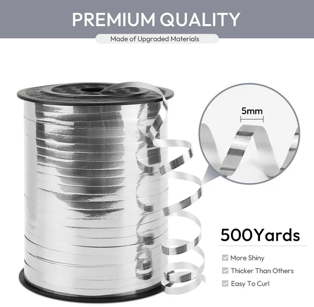 Alt view image 5 of 6 - KMER LIFE Glossy Silver Curling Ribbon 500Yards for Gift Wrapping