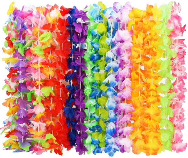 Main image of 24-Pack Hawaiian Leis Silk Flower Necklace Hawaiian Party Decorations
