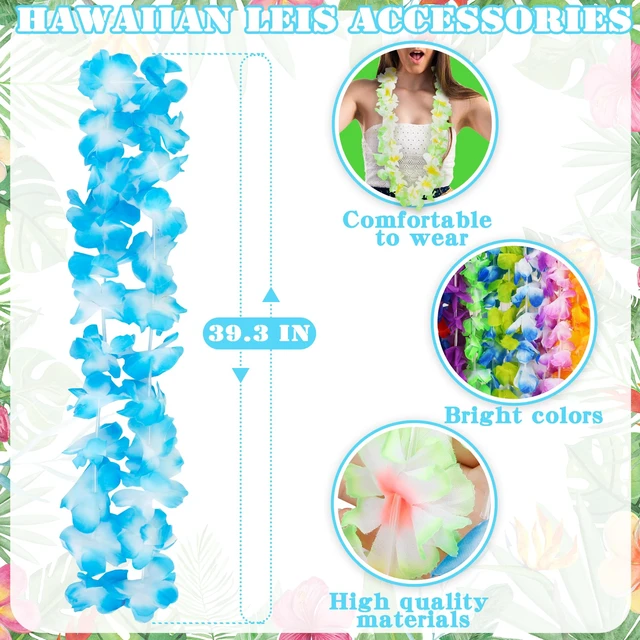 Alt view image 5 of 6 - 24-Pack Hawaiian Leis Silk Flower Necklace Hawaiian Party Decorations