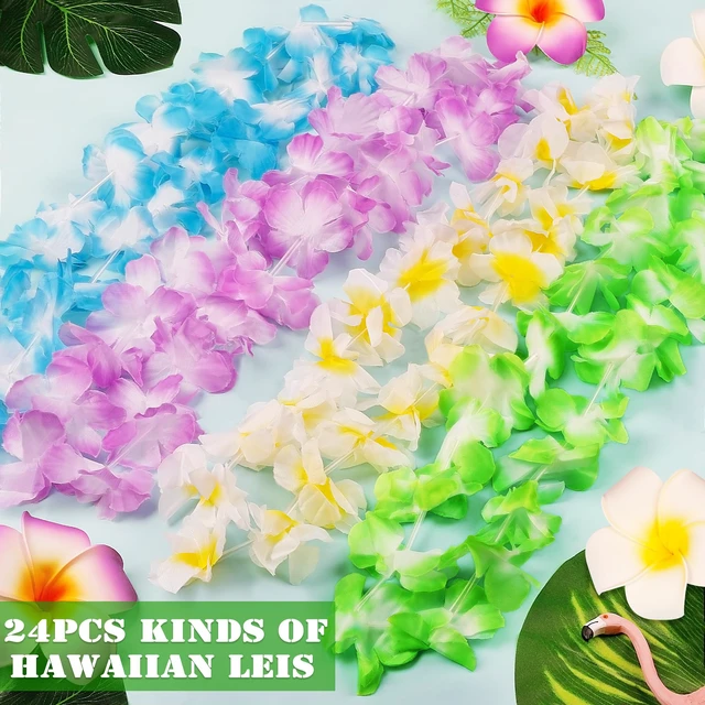 Alt view image 6 of 6 - 24-Pack Hawaiian Leis Silk Flower Necklace Hawaiian Party Decorations