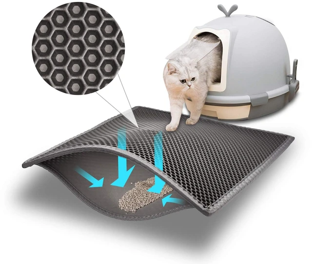 Main image of Pieviev Cat Litter Mat Double-Layer Waterproof Litter Trap 24" x 15" Gray