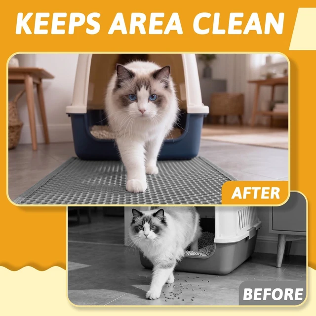 Alt view image 3 of 6 - Pieviev Cat Litter Mat Double-Layer Waterproof Litter Trap 24" x 15" Gray