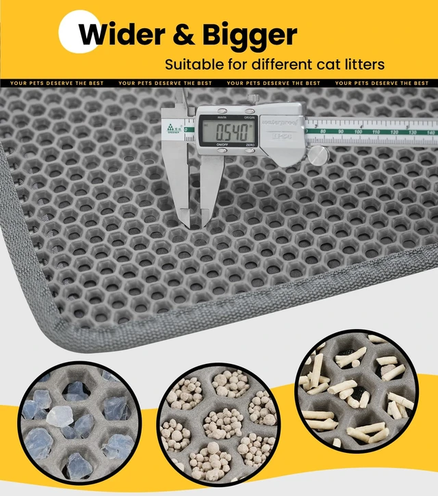 Alt view image 5 of 6 - Conlun Cat Litter Trapping Mat 23.6"x14.6" Space-Saving, Hexagon Grids & Anti-Leak Base, Machine Washable, Non-Slip for Apartment, Gray