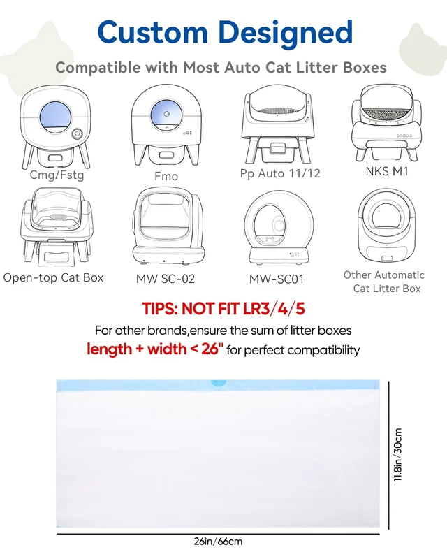 Alt view image 4 of 6 - 66 Count 26"x11.8" Cat Litter Box Bags Liners for Automatic Cat Litter Box