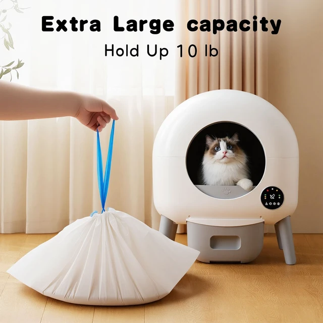 Alt view image 2 of 7 - Heavy Duty Cat Litter Box Liners 40-Pack, Extra Thick, Leakproof with Drawstring, for Fsitego & Fumoi Self-Cleaning Litter Boxes