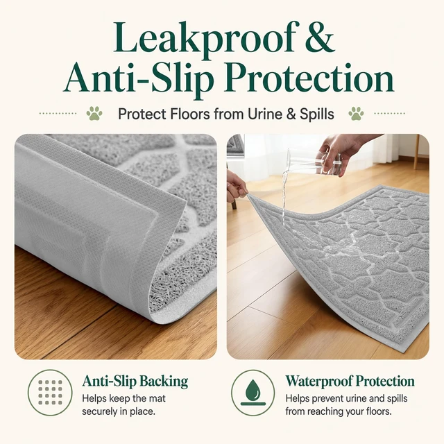 Alt view image 3 of 6 - Yimobra Cat Litter Mat, Waterproof Litter Trapping Mat, 24x20, Grey
