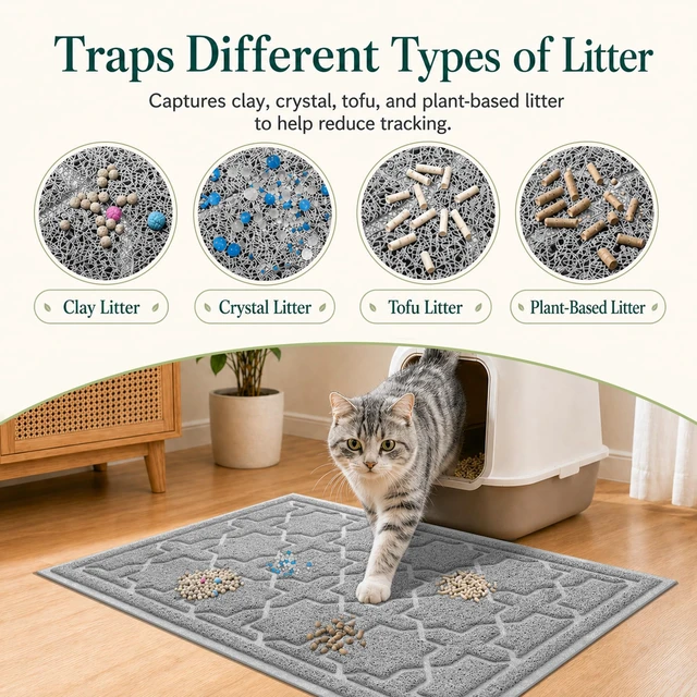 Alt view image 6 of 6 - Yimobra Cat Litter Mat, Waterproof Litter Trapping Mat, 24x20, Grey