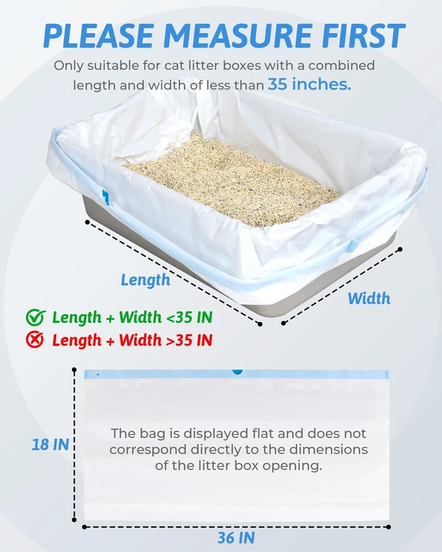 Alt view image 6 of 7 - ANWA 36"x18" Heavy-Duty Cat Litter Box Liners, Large Cat Litter Bags