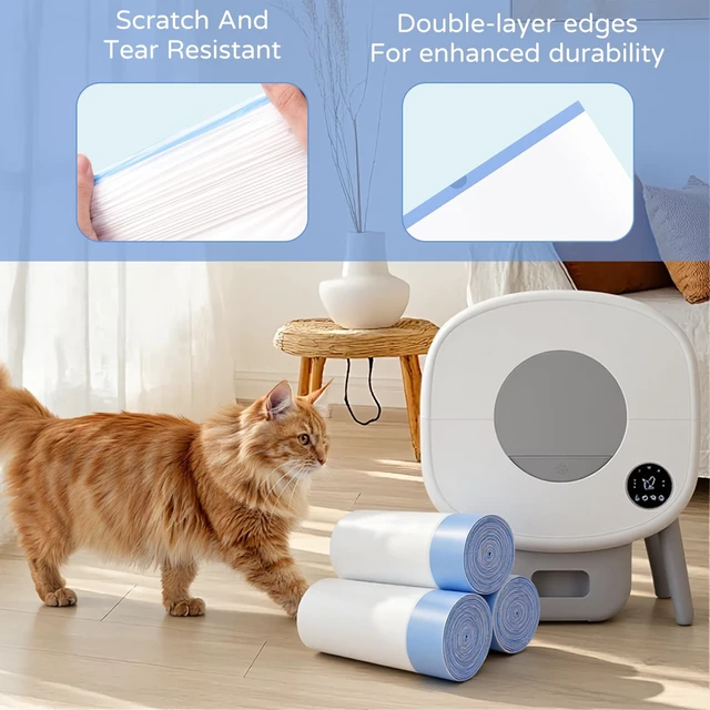 Alt view image 5 of 7 - 45 Count Tear-Free Waste Drawer Liners Bags for Litter Robot 4/5/3, Thick Self-Cleaning Cat Litter Box Liners with Drawstring