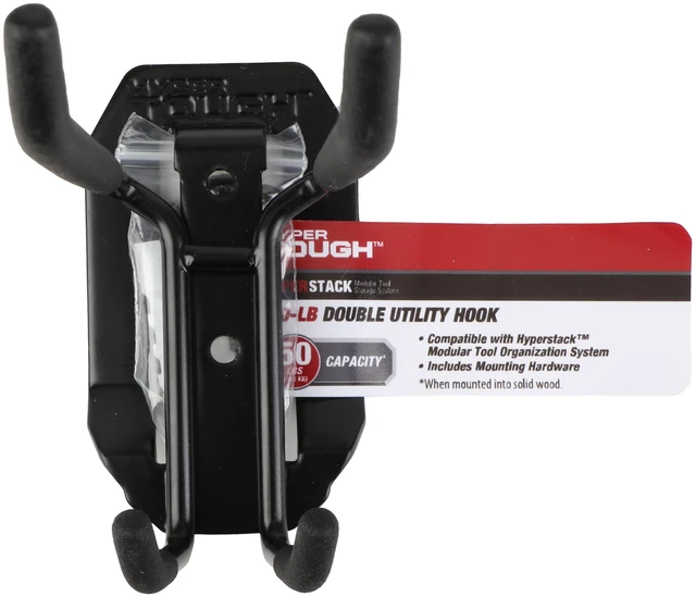 Main image of Hyper Tough Hyper Stack Double Utility Hook, Black, Heavy-Duty Steel, 1 Piece