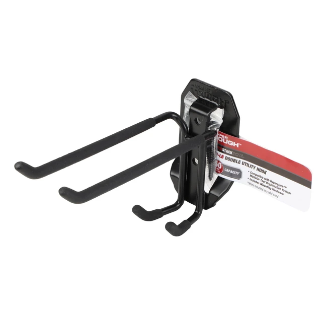 Alt view image 5 of 6 - Hyper Tough Hyper Stack Double Utility Hook, Black, Heavy-Duty Steel, 1 Piece
