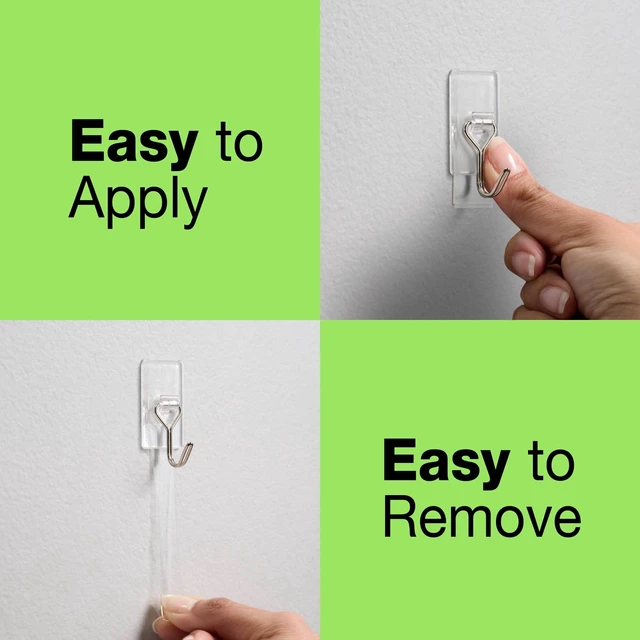 Alt view image 5 of 5 - FrogTape reMOVEables Medium Clear Wire Hooks, 6 Hooks + 8 Adhesive Strips