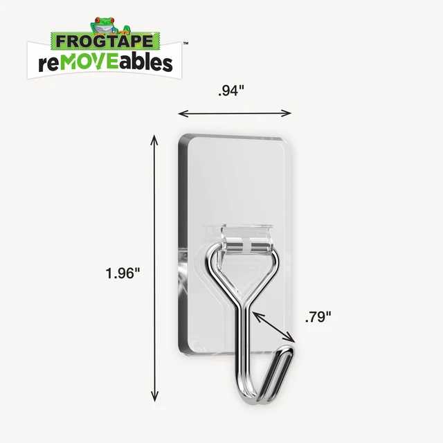 Alt view image 3 of 5 - FrogTape reMOVEables Medium Clear Wire Hooks, 6 Hooks + 8 Adhesive Strips