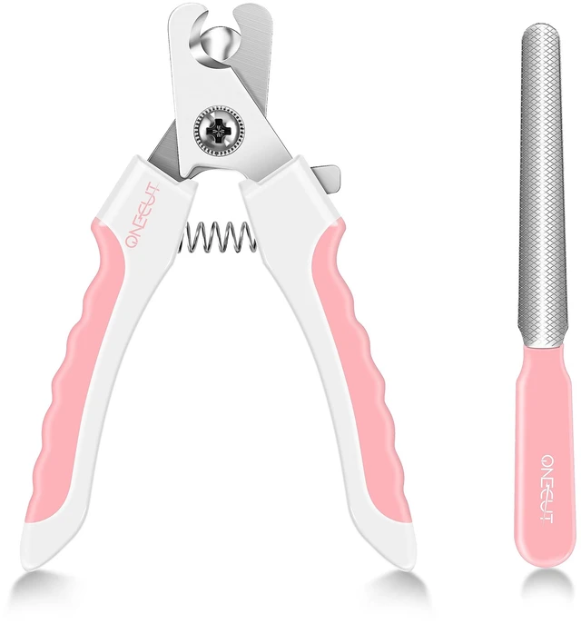 Main image of 6-Inch Dog Nail Clippers for Small, Medium & Large Breeds, Professional Pet Nail Trimmer with Safety Guard, for Cats, Rabbits, Guinea Pigs (Pink)