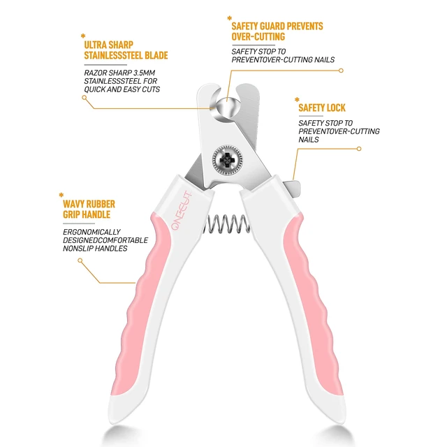 Alt view image 4 of 6 - 6-Inch Dog Nail Clippers for Small, Medium & Large Breeds, Professional Pet Nail Trimmer with Safety Guard, for Cats, Rabbits, Guinea Pigs (Pink)