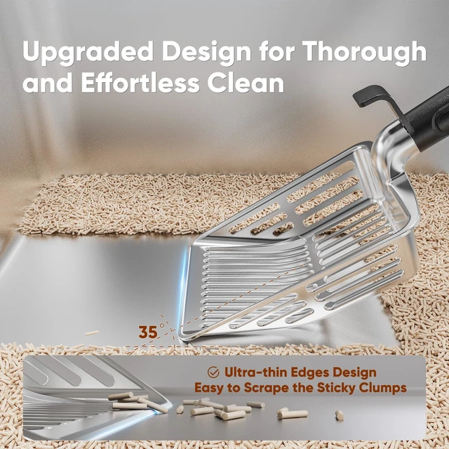 Alt view image 7 of 7 - Large Metal Cat Litter Scoop with Deep Shovel, Dual-Size Holes and Hanging Hook