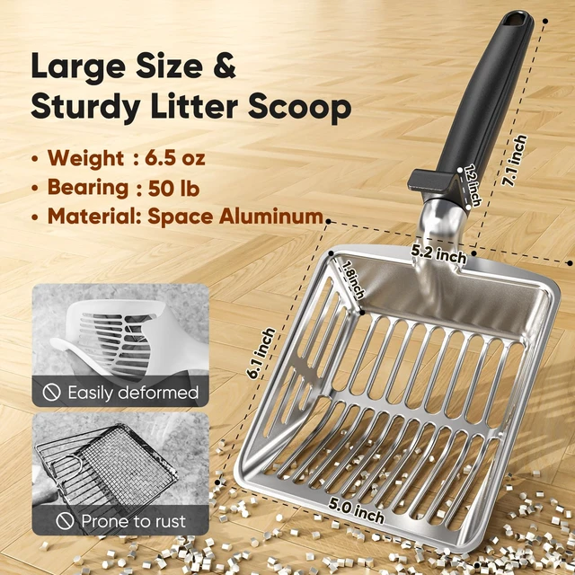 Alt view image 3 of 7 - Large Metal Cat Litter Scoop with Deep Shovel, Dual-Size Holes and Hanging Hook