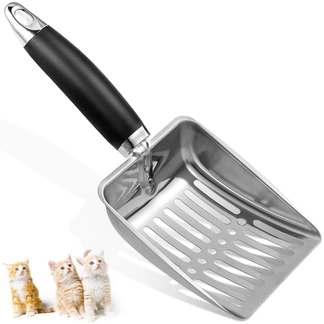 Main image of Stainless Steel Cat Litter Scoop with Sturdy Mesh - Light Black - Easy to Clean
