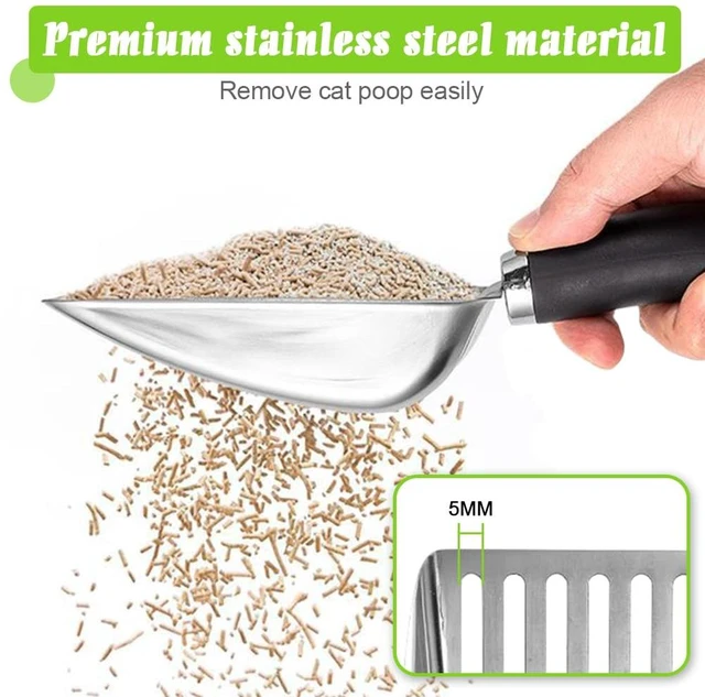 Alt view image 3 of 6 - Stainless Steel Cat Litter Scoop with Sturdy Mesh - Light Black - Easy to Clean