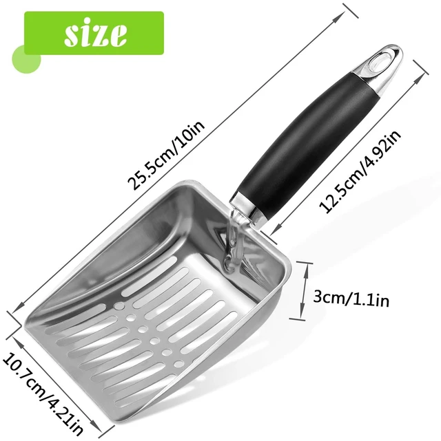 Alt view image 5 of 6 - Stainless Steel Cat Litter Scoop with Sturdy Mesh - Light Black - Easy to Clean