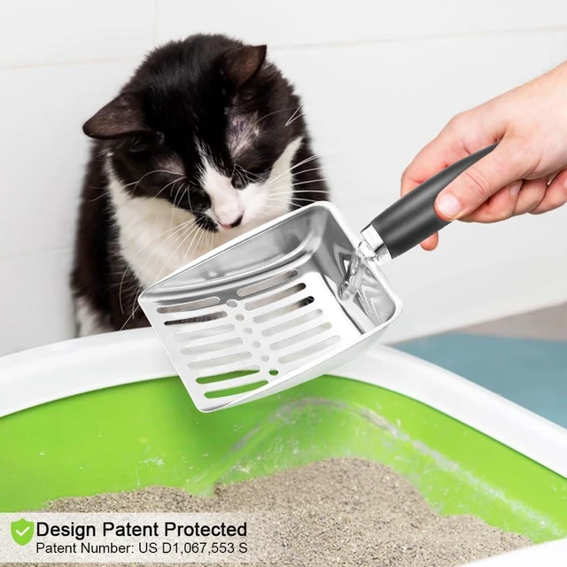 Alt view image 2 of 6 - Stainless Steel Cat Litter Scoop with Sturdy Mesh - Light Black - Easy to Clean