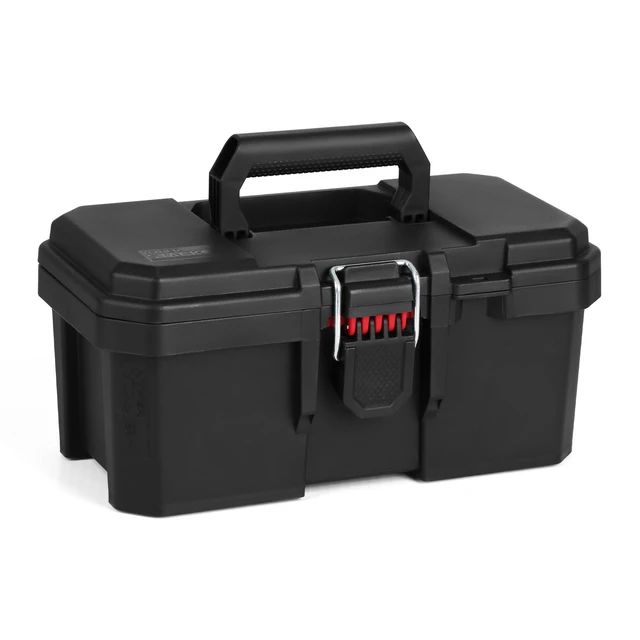 Alt view image 4 of 5 - Hyper Tough 13in Toolbox, Heavy-Duty Resin Storage with Foldable Handle and Padlock Compatibility