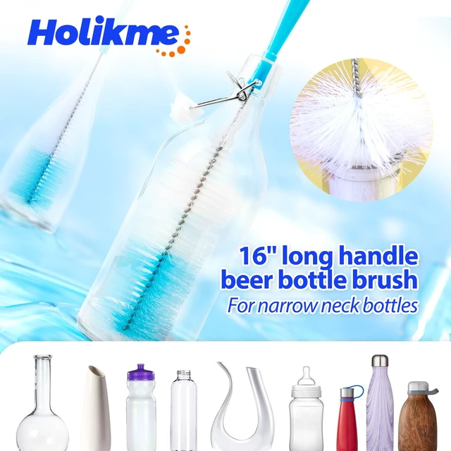 Alt view image 6 of 6 - Holikme Bottle Brush Tube Cleaning Lab Set with Long Handle, White